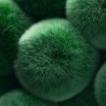 elegant green color smooth silky fur balls background, elegant wallpaper design,...
