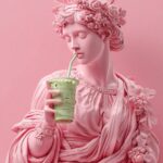 Prompt:Sculpture of [COLOR] goddess with [DRINK] on...