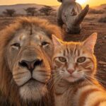 Prompt: [Animal] takes a selfie with [animal...