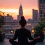 Promptcreate one person doing vynasa yoga on...