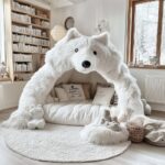 Логово для чтения a cute giant fuzzy reading den in the shape of arctic wolf in ...