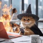 Prompt:A cute fluffy orange tabby cat with...