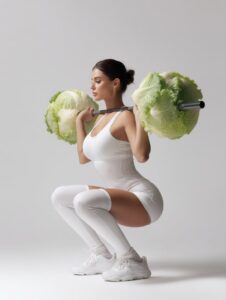 Всё не по технике, но зато нет калорийных блинов A fit woman in a white fitness ...