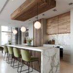 Prompt:Modern luxurious kitchen with marble island vertical...