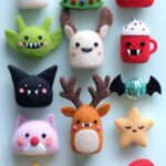 Prompt:Cute handmade Christmas and vampire party characters...