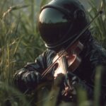 Prompt:Photograph of an astronaut playing the violin...