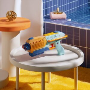 Product design, closeup of electric water gun product made of plastic material a...