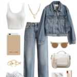 Prompt:”School outfit” text title school outfit flat...