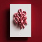 PromptMinimalist product poster design on deep red...