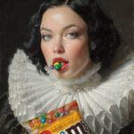 Prompt:A woman with black hair and gray...