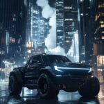 all black 2024 ford duley and chevy apache truck custom hybrid concept, parked i...