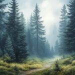 Forest pine trees coniferous trees nature#AI #artificial...