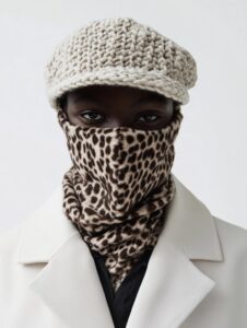 Old Town Roadcrochet face mask with animal fur print, cowboy style, jacquemus de...