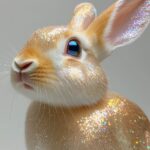 Hyperrealistic portrait of a bunny rabbit with irridescent shimmering sequin fur...