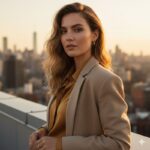 زنانه پشت‌بام طلایی ادیتوریال لوکس Hyperrealistic editorial...