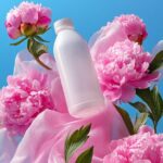 Product photography, "". photograph of a white plastic matte bottle-jug surround...