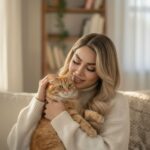 دوستی صمیمانه با گربه Ultra realistic 35mm...