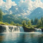 Mountains lake clouds nature#AI #artificial Intelligence…