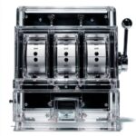 Prompt:A [COLOR] transparent acrylic slot machine with...