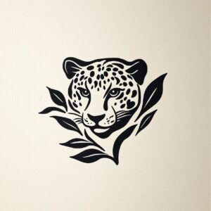 simple logo using an onça. the logo should emulate logos from old cachaça logos ...