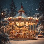PromptMagical Christmas carousel in a snowy winter...