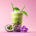 A highly realistic advertising scene featuring a plastic cup with a straw, for d...