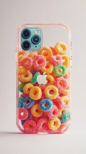 Create a photorealistic iphone case that is seen with the back facing the viewer...