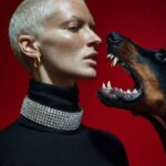 Prompt:minimalist studio portrait of a woman with...