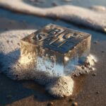 Photo:Transparent glass or ice block with “BIG...