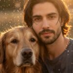 لحظهٔ سینمایی مرد و سگ در غروب...