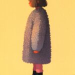 Oversize puffy vibrant lavender thick knitted sweater with long length down to t...