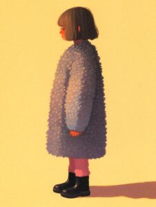 Oversize puffy vibrant lavender thick knitted sweater with long length down to t...