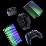 Prompt:Five [PRODUCT CATEGORY] with [STYLE] design floating...