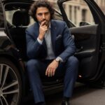 پرتره‌ی لوکس کنار خودرو A cinematic ultra...