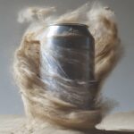 matte grey can spinning around, the can is tipped on its side from the speed at ...