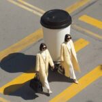 PromptAerial top down view of two stylish...