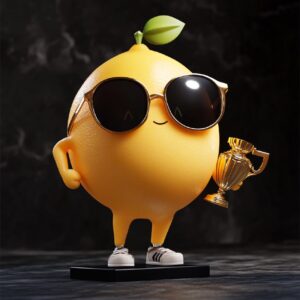 cute chibbi 3d blender lemon character wearing gangster meme sunglasses holding ...