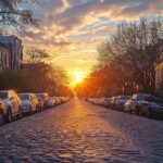 City sunset street evening sky clouds#AI #artificial...