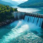 Hydroelectric power station dam river green energy#AI...