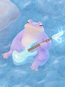 С 8 Марта! Happy Women's day!a chinese frog shredding the bass guitar with light...