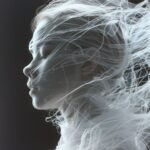 A Chinese girl,Short hair, birth from a cocoon, distant view, full body.mechanic...