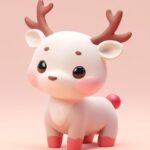 cute christmas reindeer, Christmas character 3D icon design, simple style,cute I...