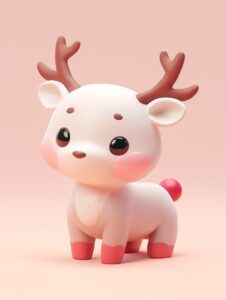 cute christmas reindeer, Christmas character 3D icon design, simple style,cute I...