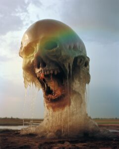 Massive Deformed head demonic hybrid organism mutating transforming undergoing m...