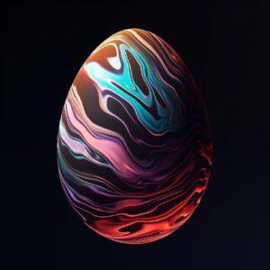 Creative eggs prompts33d renders coloured egg, in the style of fluid geometric s...