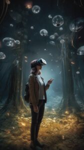 Vote with  for the nice promptsIn the virtual reality world, a massive digital f...