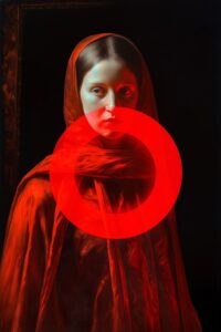 Don't look at the eloquent red circle, surreal, glistening highlights --ar 2:3 -...