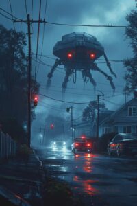 Simon Stålenhag style fantasy concept art, SCI-FI, HDR, immense alien technology...