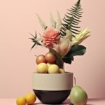 Minimalist flat lay with wild flowers and fruit on a white background::4 , basal...