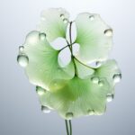 Close-up X-ray translucence minimalist ginkgo full of water drop, by william fan...